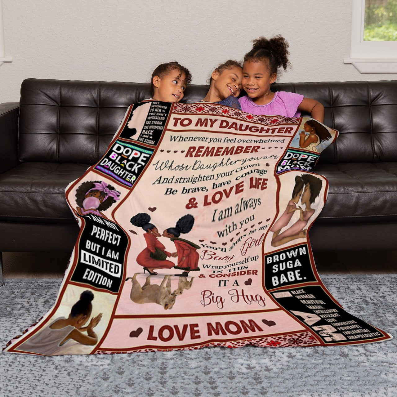 To My Daughter Blanket Gift, Whenever You Feel Overwhelmed Blanket from Black Mom