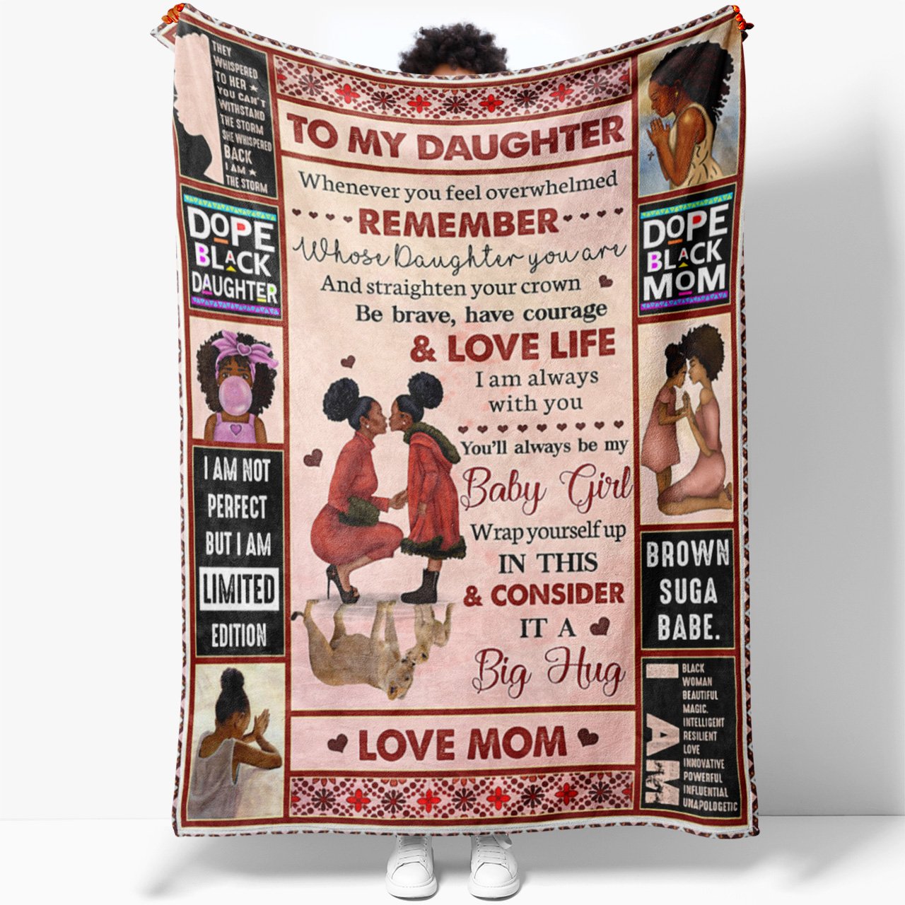 To My Daughter Blanket Gift, Whenever You Feel Overwhelmed Blanket from Black Mom, Birthday Gift Ideas Daughter, Christmas Gifts For Daughter
