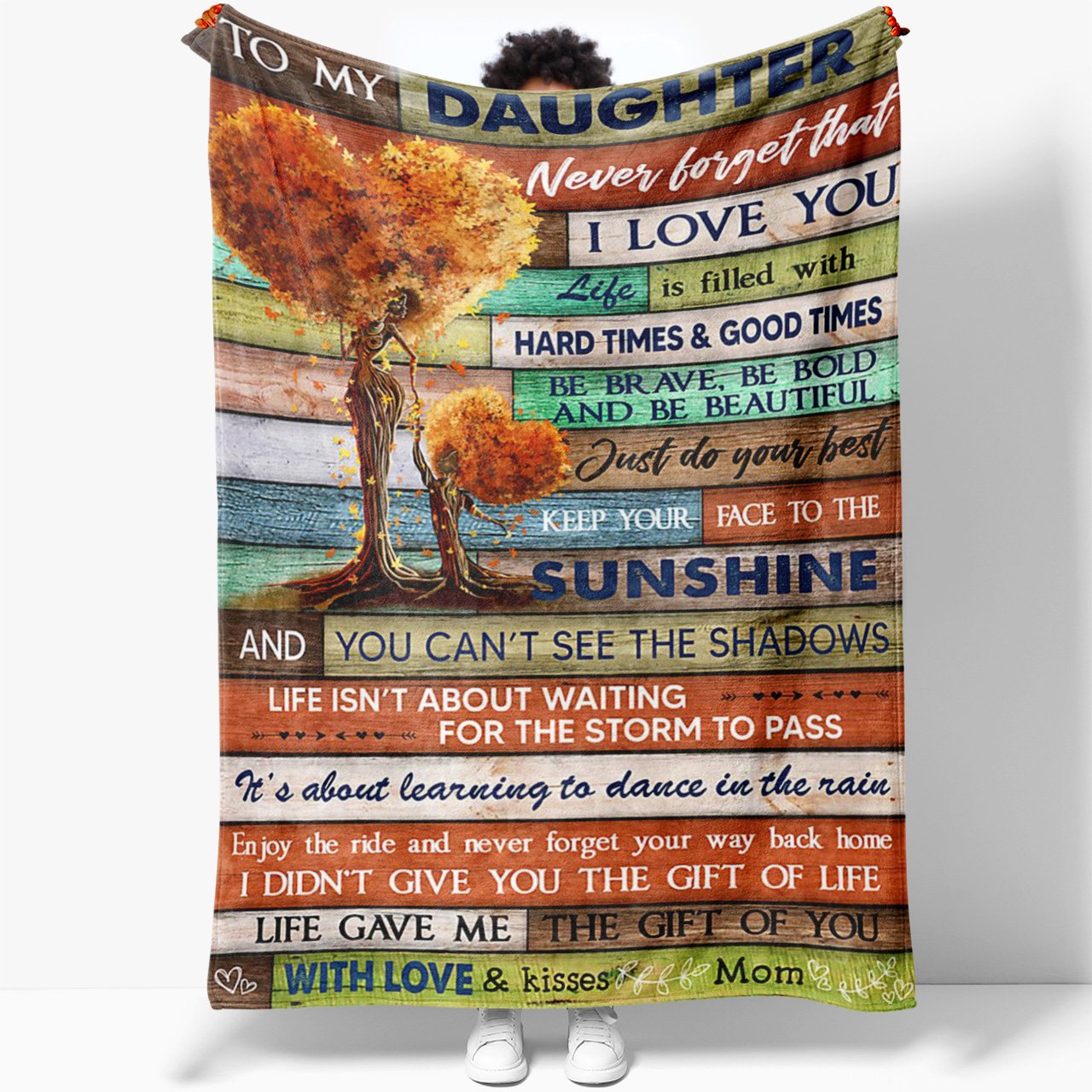 Blanket Gift for Black Daughter, Be Brave Be Bold and Deautiful Blanket from Mom, Special Gifts For Daughters, Sweet Gifts For Daughter