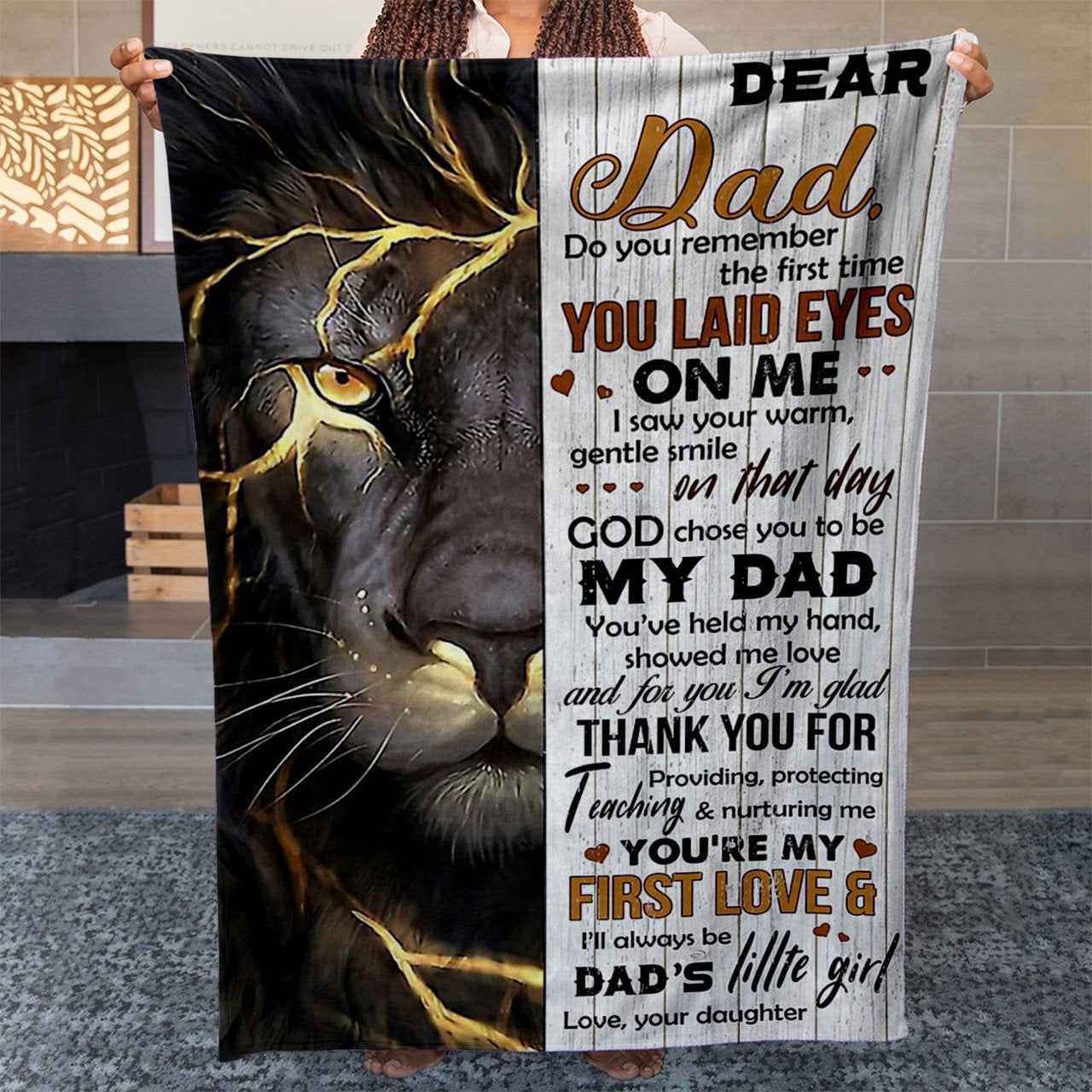 To My Black Lion Dad Blanket, Thank You for Providing Protecting Teaching Me Blanket, Father's Day Gift Ideas, Christmas Gifts For Dad