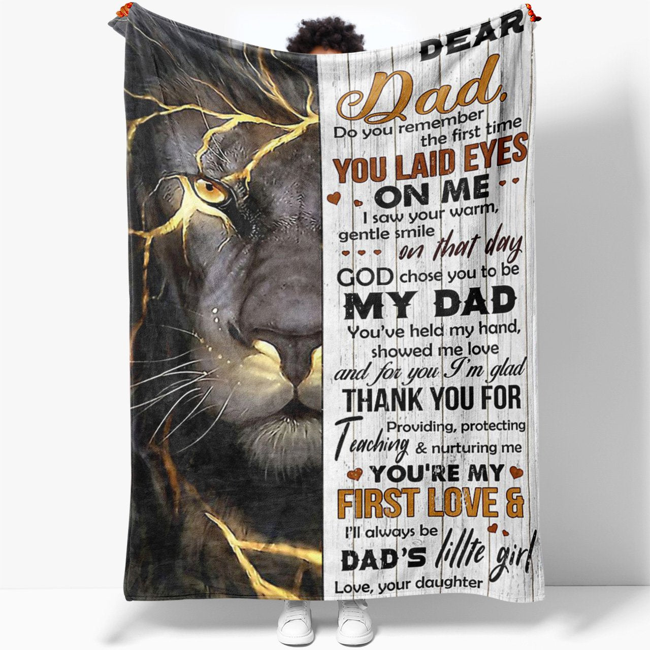 To My Black Lion Dad Blanket, Thank You for Providing Protecting Teaching Me Blanket, Father's Day Gift Ideas, Christmas Gifts For Dad