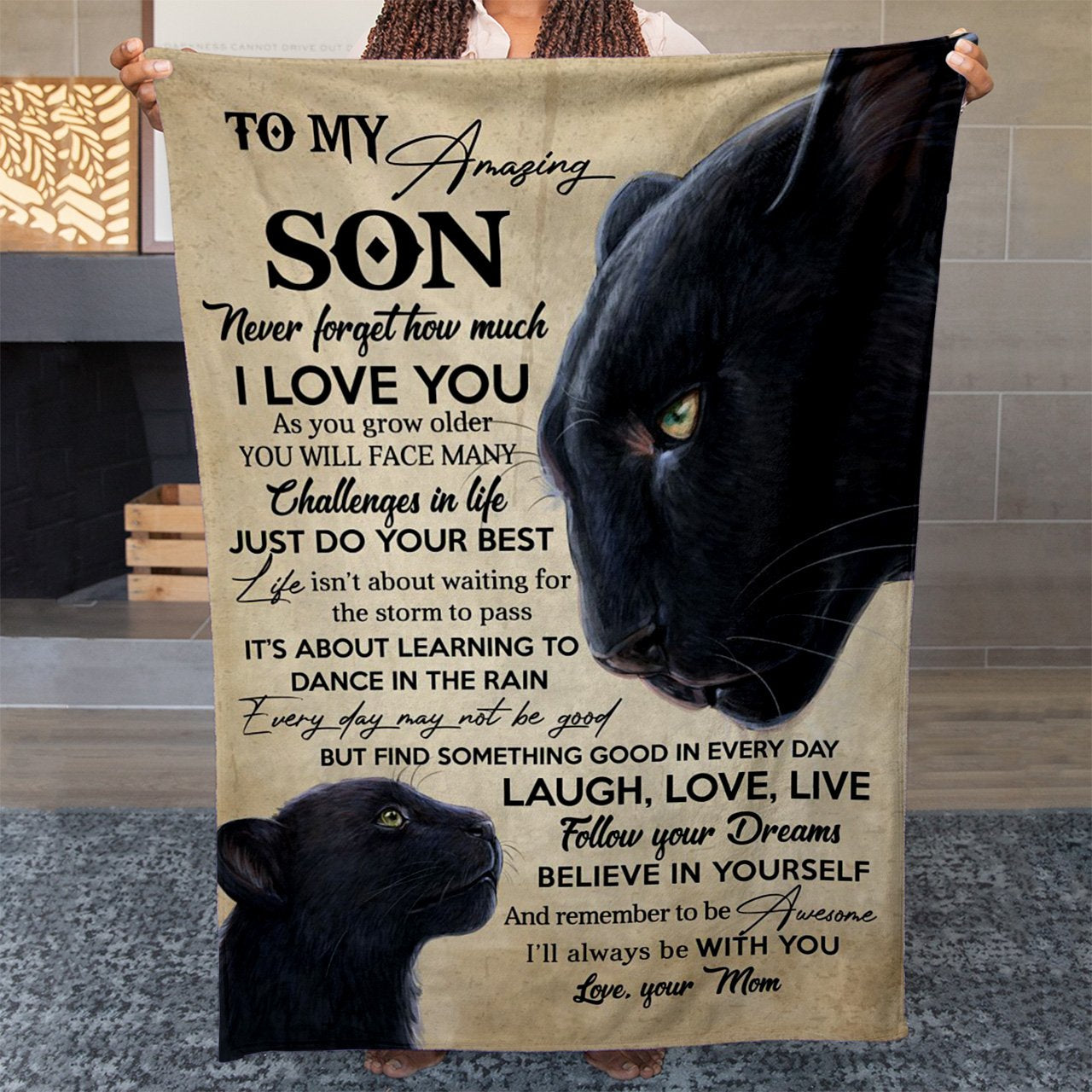 To My Amazing Black Panther Son Blanket, You Will Face Many Challenges in Life Blanket, Meaningful Graduation Christmas Birthday Gift Ideas For Son