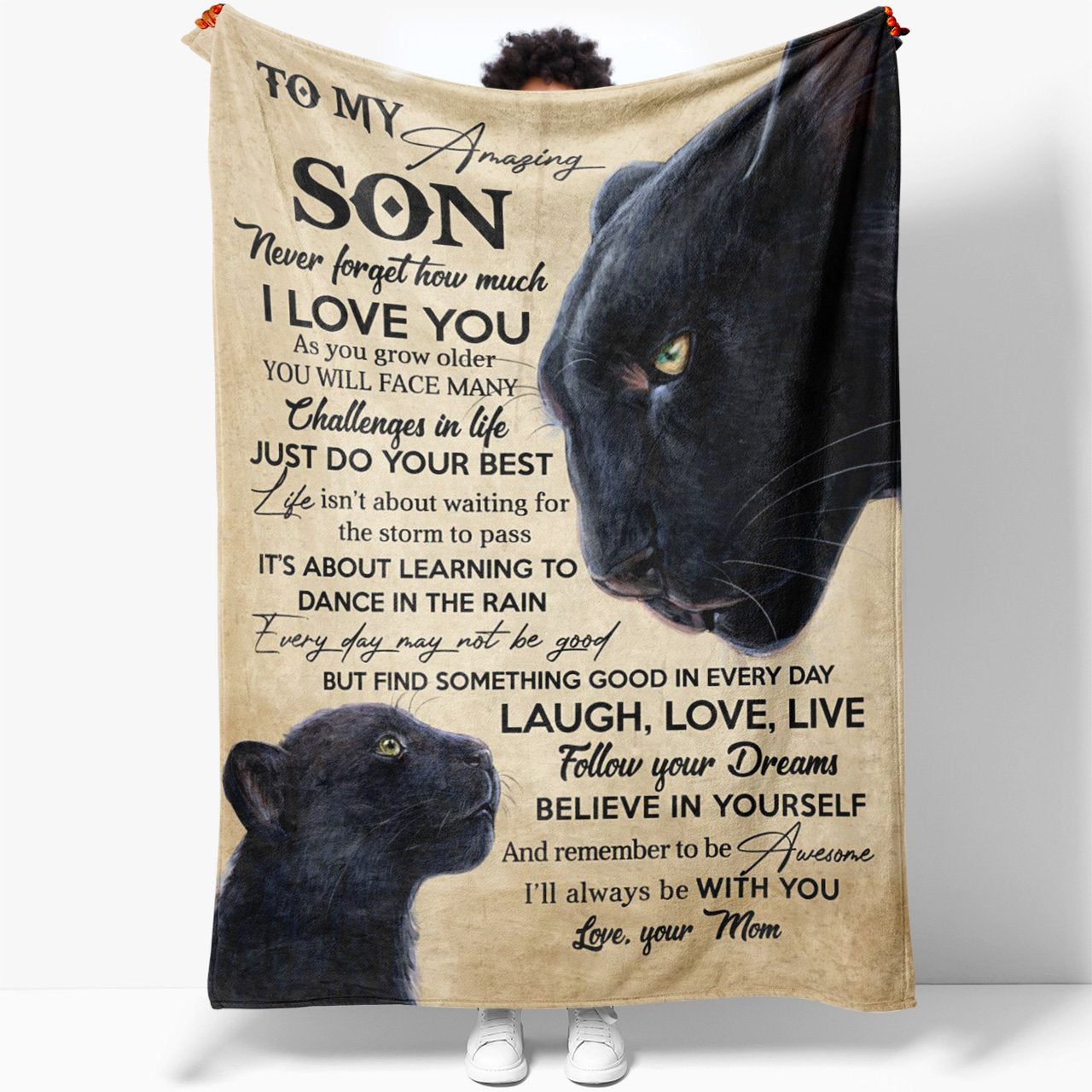 To My Amazing Black Panther Son Blanket, You Will Face Many Challenges in Life Blanket, Meaningful Graduation Christmas Birthday Gift Ideas For Son