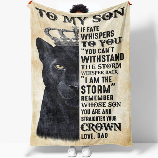 To My Black Panther Son Blanket, Remember Whose Son You Are Blanket from Dad, Sentimental Gifts For My Son, Dad And Son Unique Gifts For Grown Sons