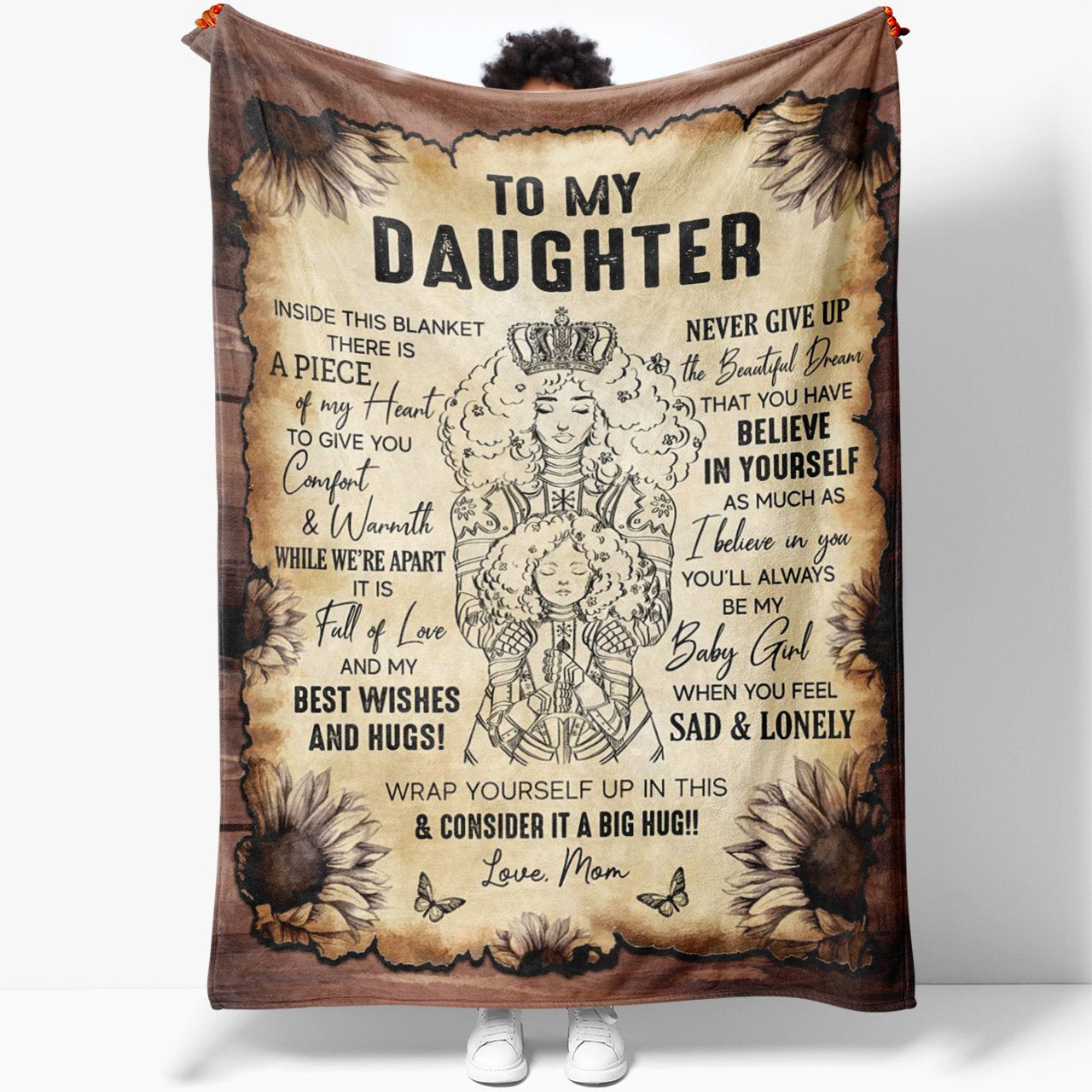 Blanket To My Daughter Gift, A Piece of My Heart Blanket for Black Girl, Valentines Day Gifts For Daughter, Christmas Birthday Gifts For My Daughter