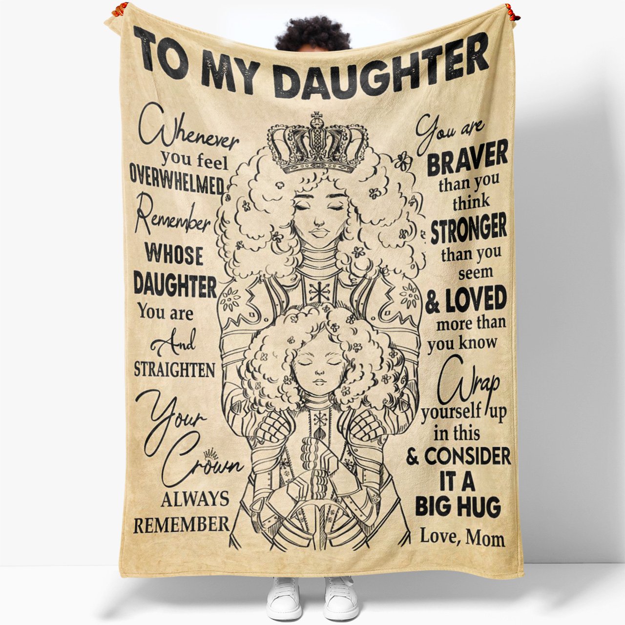 To My Strong Daughter Blanket, Straigthen Your Crown You Are Braver Stronger Blanket, Daddy Daughter Gifts, Graduation Gift Ideas For Daughter