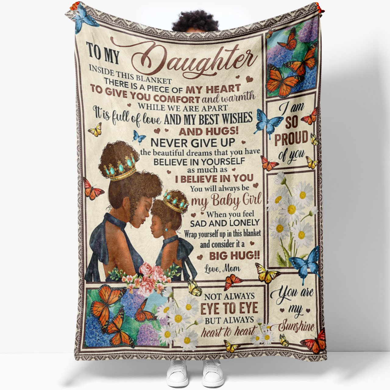 Blanket Gift for Black Daughter, I'm so Proud of You, You're My Sunshine Blanket for Daughter, Presents For Special Gifts For Grown Up Daughters