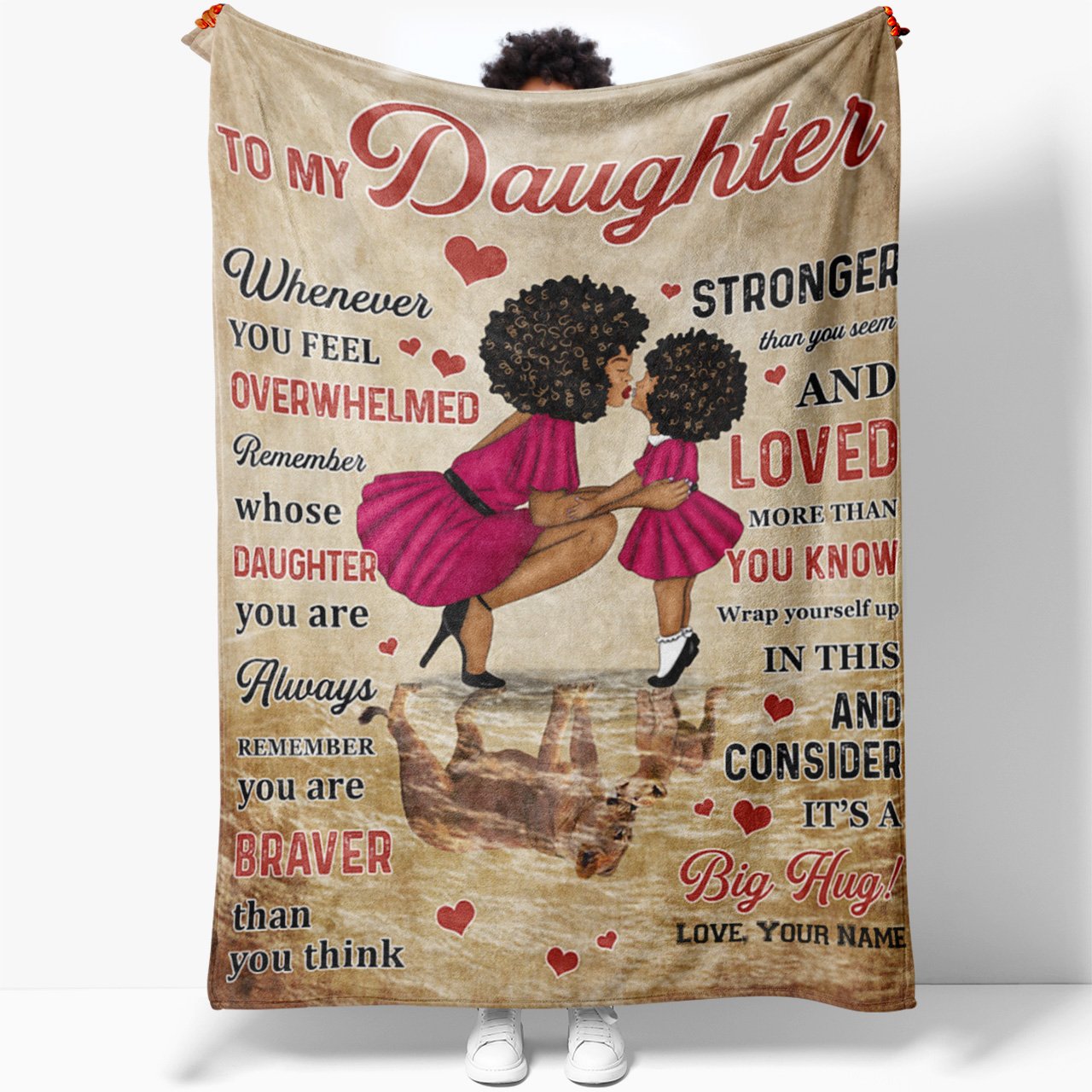 To My Daughter Blankets Mom Love You Gift From Mother Black Fleece Blanket  - Teejournalsus