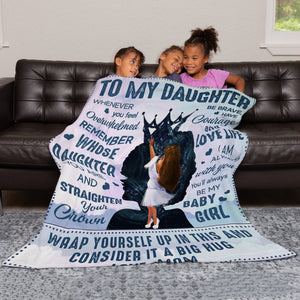 Whenever You Feel Overwhelmed Blanket for Black Daughter, Straighten Your Crown be Brave Blanket for Daughter
