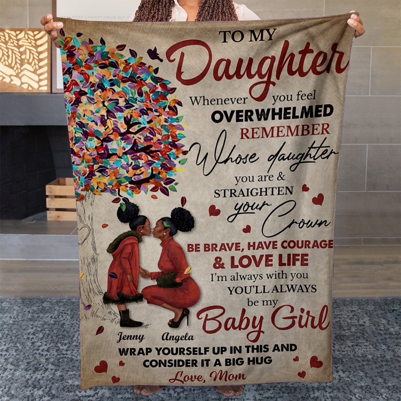 Blanket for My Black Daughter, Straighten Your Crown and Be My Baby Girl Blanket, Gifts For Adult Daughter, Mother And Daughter Gifts