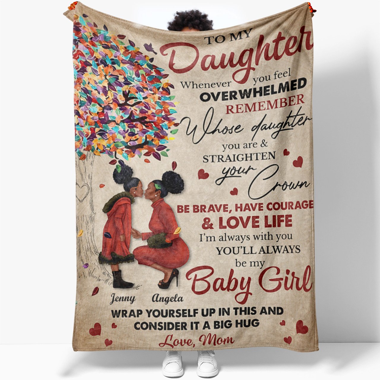 Blanket for My Black Daughter, Straighten Your Crown and Be My Baby Girl Blanket, Gifts For Adult Daughter, Mother And Daughter Gifts