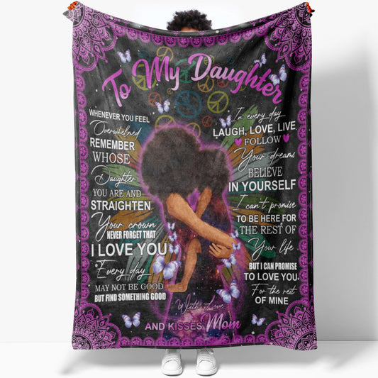 To My Hippie Black Daughter Blanket, Follow Your Dreams Belive if Yourself Blanket from Mom, Christmas Presents For Grown Up Daughters