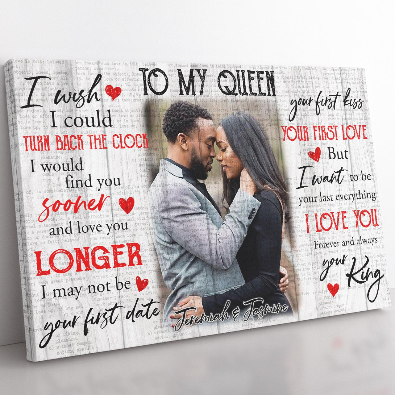 Custom Photo Canvas for Black Queen, I Love You Forever and Always Canvas, I Could Turn Back the Clock Canvas for Black Wife Anniversary Ideas For Her