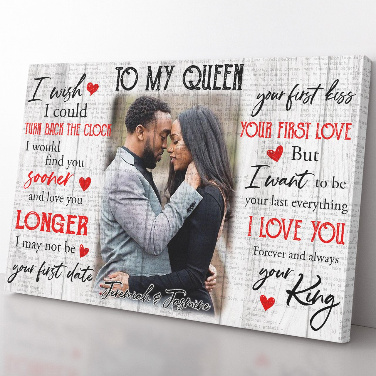 Custom Photo Canvas for Black Queen, I Love You Forever and Always Canvas, I Could Turn Back the Clock Canvas for Black Wife Anniversary Ideas For Her