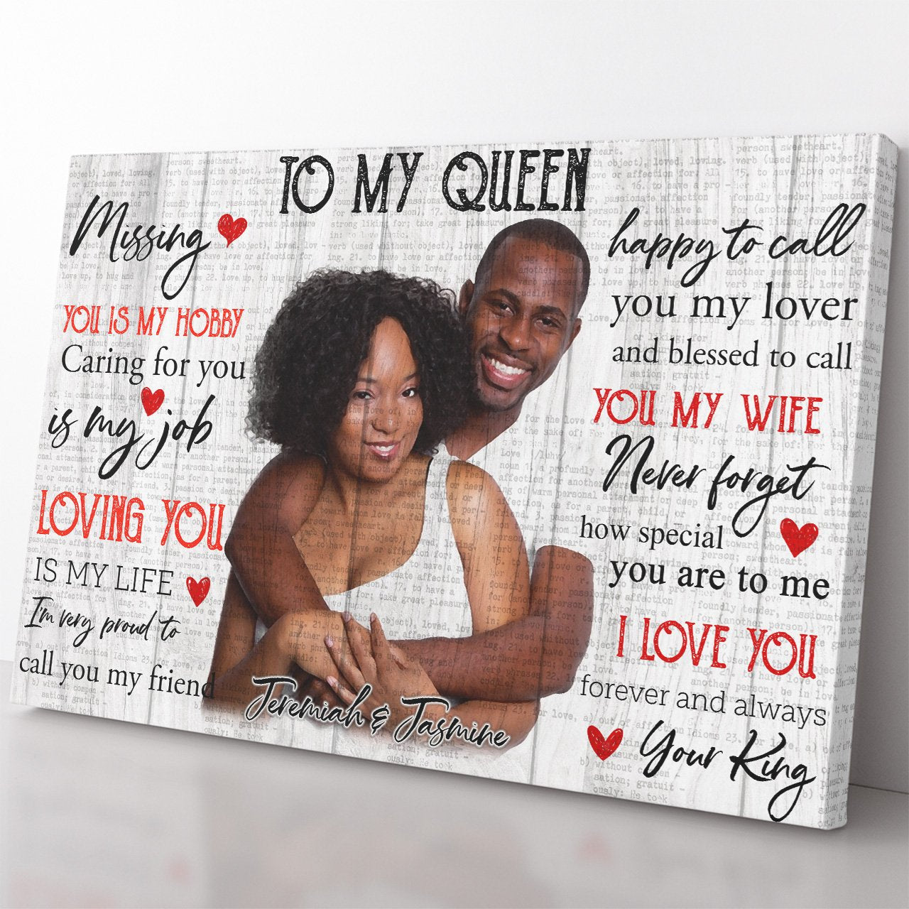 Anniversary Gift Canvas for My Queen, Caring for You is My Job Canvas, Blessed to Call You My Wife Canvas for Black Wife, Romantic Gift For Wife