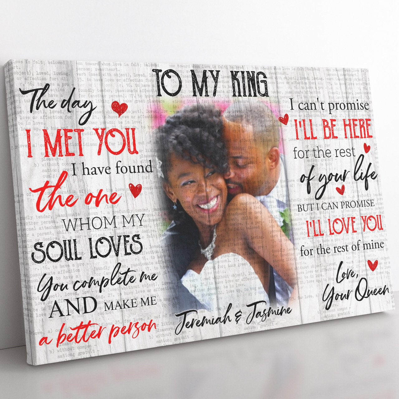 Personalized Name Photo Canvas Gift for Black King, You Complete and Make Me a Better Person Canvas, I'll Be Here Canvas for Husband Anniversary Gift