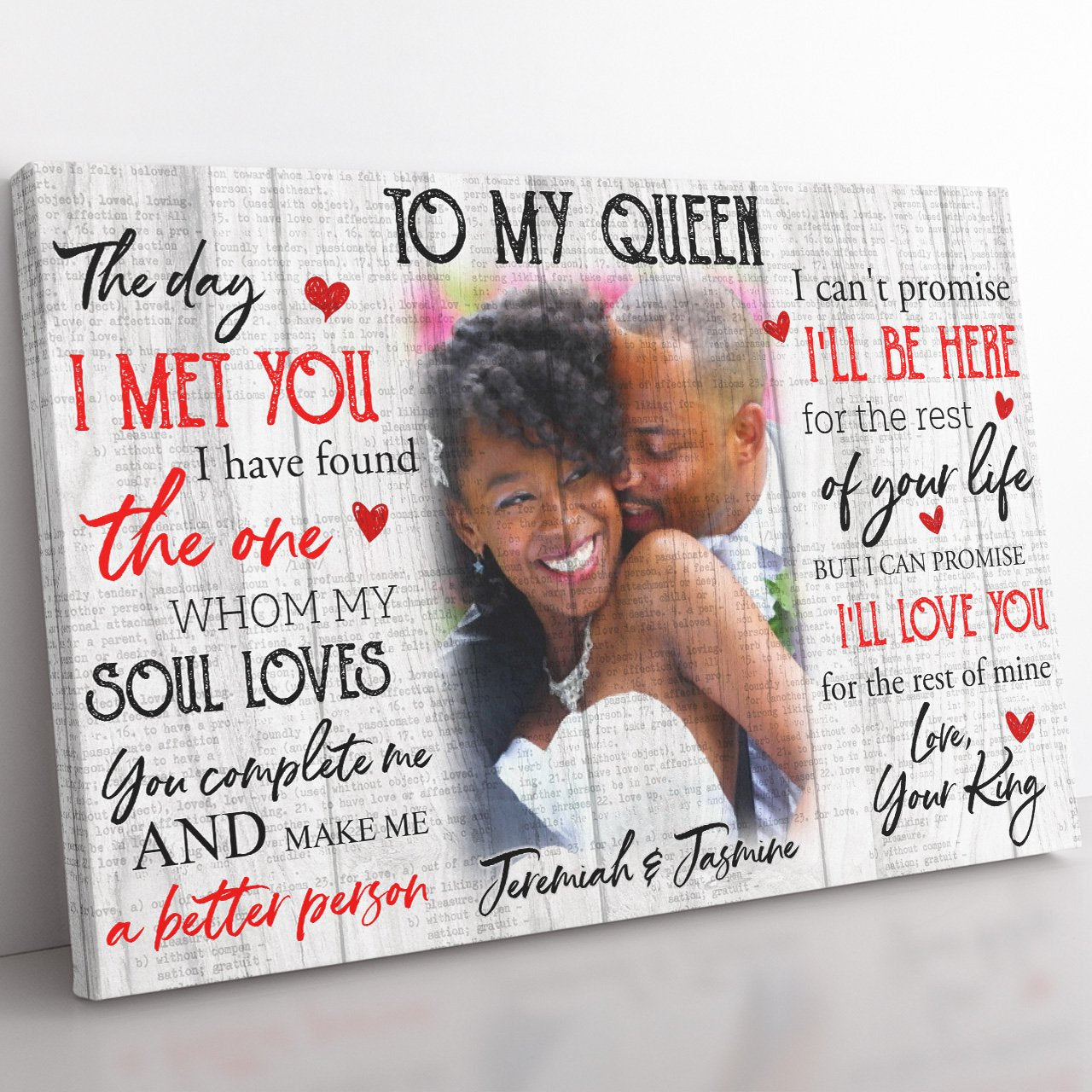 Personalized Name Photo Canvas Gift for Black Queen, The Day I Met You Canvas, Love You for The Rest of Mine Canvas for Wife, Birthday Gifts Wife