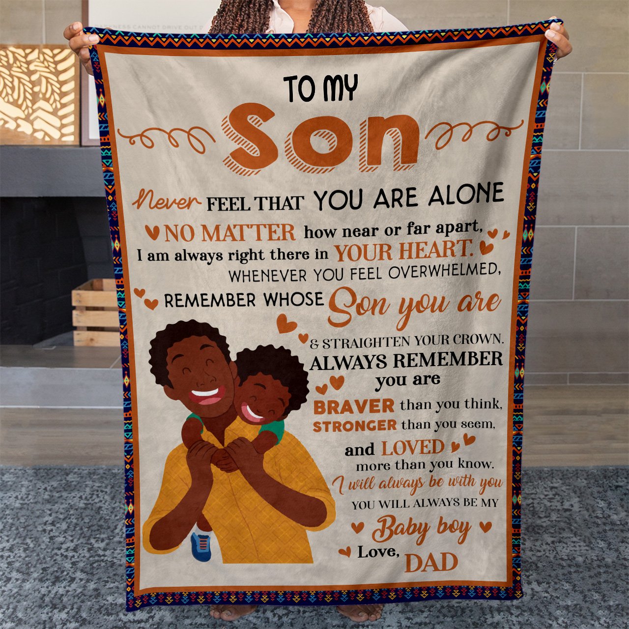 Blanket Gift ideas for Black Son, Remember Whose Son You Are Blanket, Straighten Your Crown Black for Son, Sentimental Personalized Gifts For My Sons