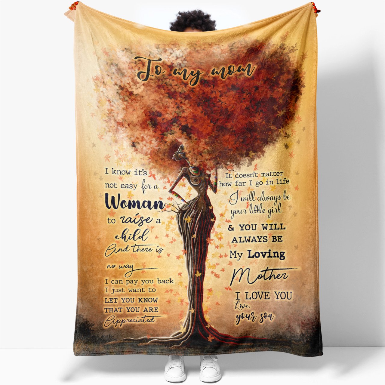 To My Afro Mom Blanket, I'll Always be Your Little Girl Blanket, You're My Loving Mom Gift for Mother's Day Blanket, Birthday Christmas Gifts For Mom