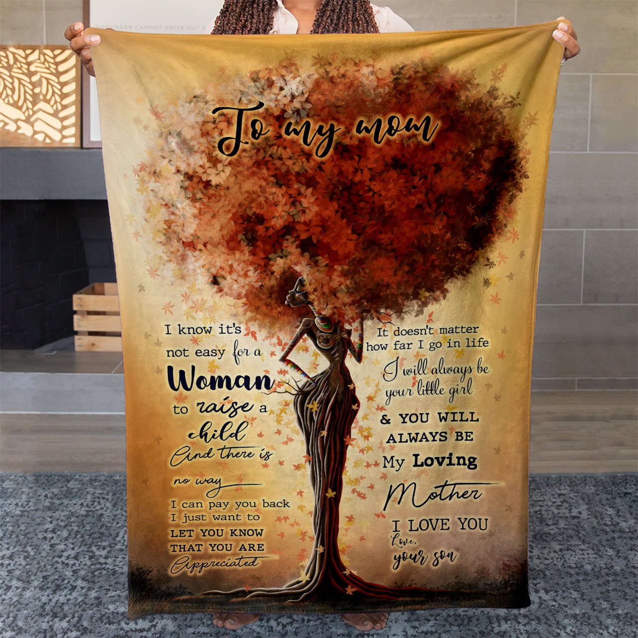 To My Afro Mom Blanket, I'll Always be Your Little Girl Blanket, You're My Loving Mom Gift for Mother's Day Blanket, Birthday Christmas Gifts For Mom