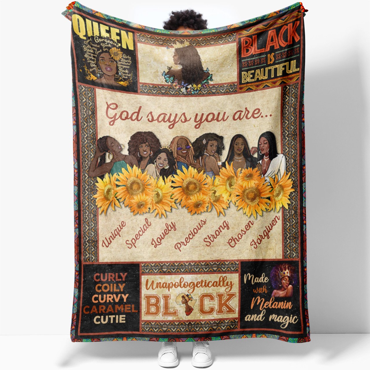 Black Gift ideas for Black Queen, God says You Are Unique Special Lovely Blanket for Black Girl Melamin and Magic Blanket Gift Romantic Gift For Wife