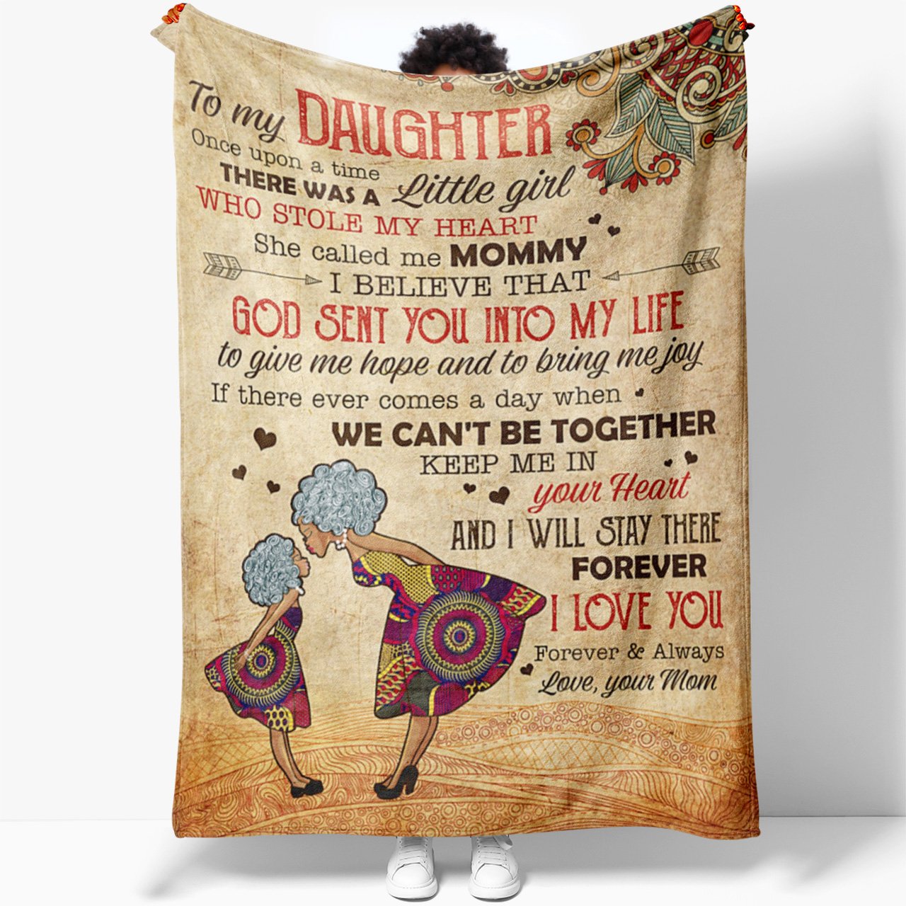 To My Black Afro Daughter Blanket, There Was a Little Girl Stole My Heart Blanket, Keep Me in Your Heart My Daughter Blanket, Daughter Birthday Gift