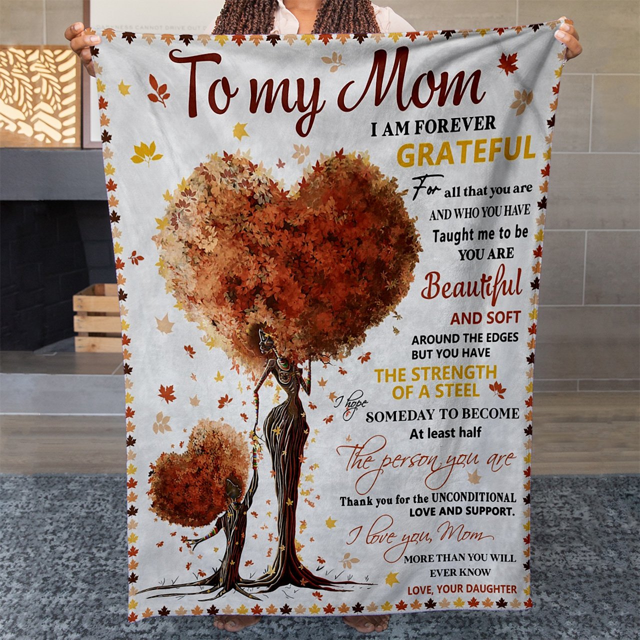 Afro Daughter and Mom Blanket, Grateful for All That You Are Blanket, You Have The Strength of A Steel Blanket for Mother's Day Mother Christmas Gift