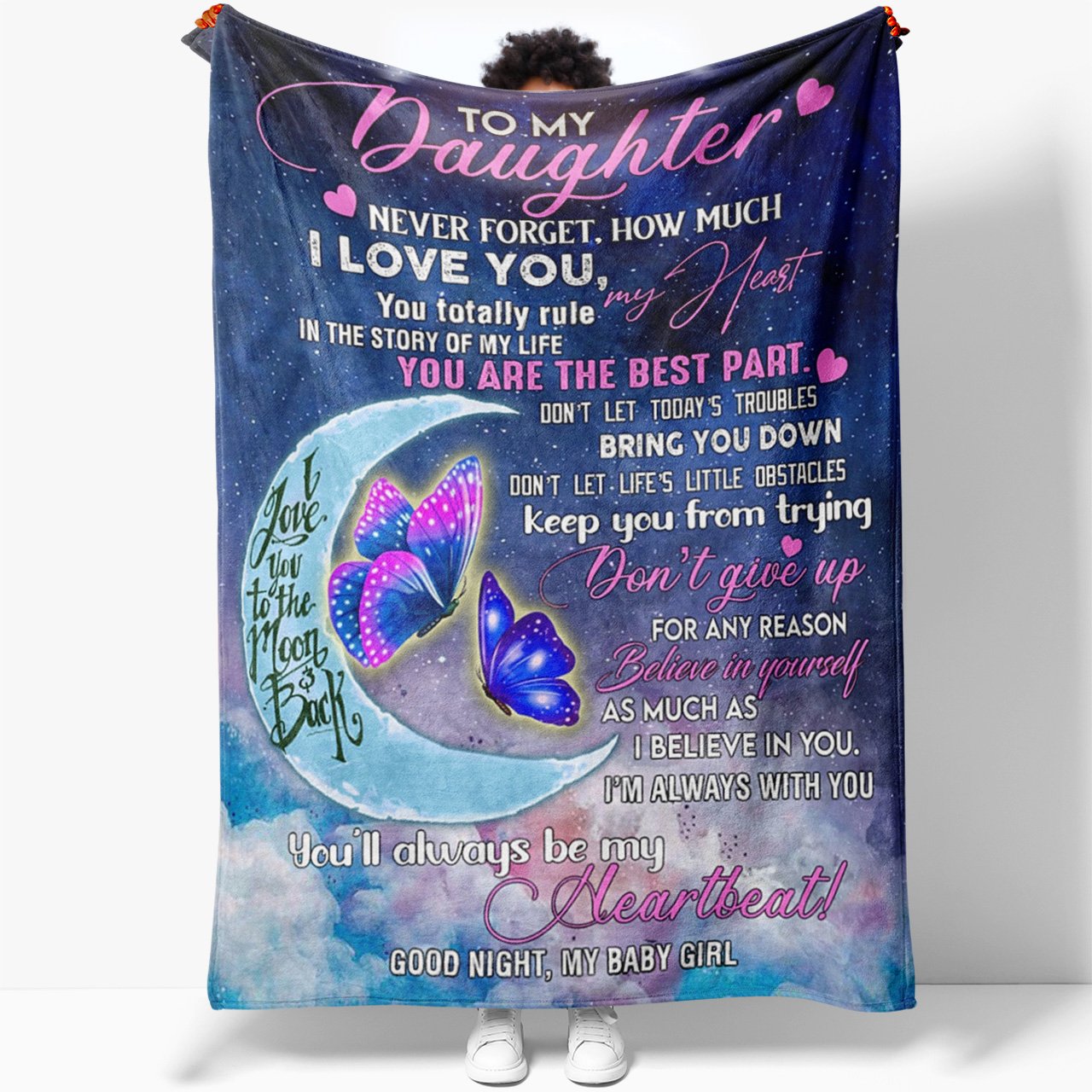 Blanket for Daughter, I Love You to the Moon and Back Blanket, Don't Give Up for Any Reason Blanket for Daughter Birthday, Christmas Gifts Daughter