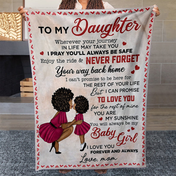 Daughter and Mother Blanket - The love between a Mother and Daughters is  forever (Black)