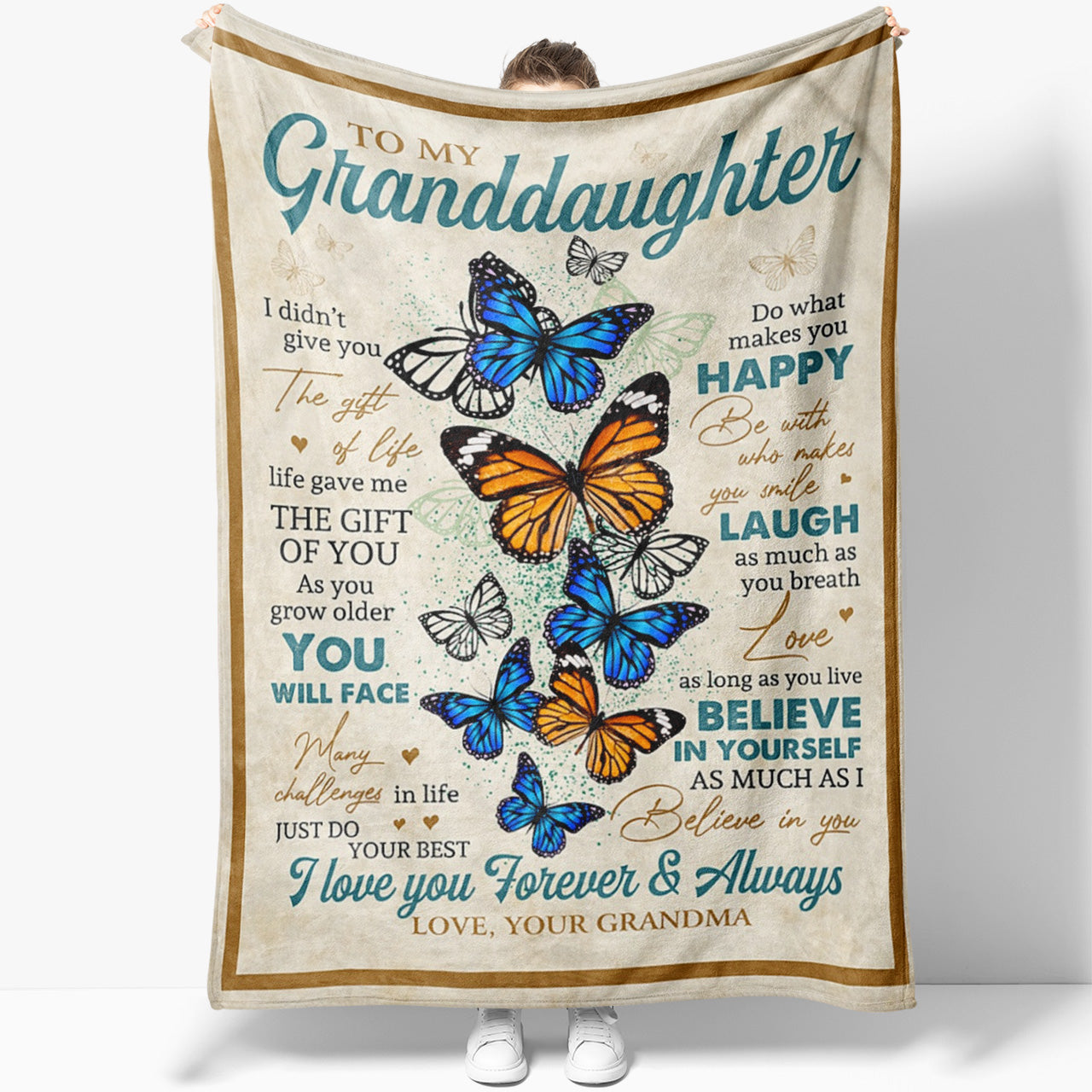 Butterfly Blanket Gift Ideas For Granddaughter, I Didn't Give You The Gift of Life, You Will Face Many Challenges Blanket