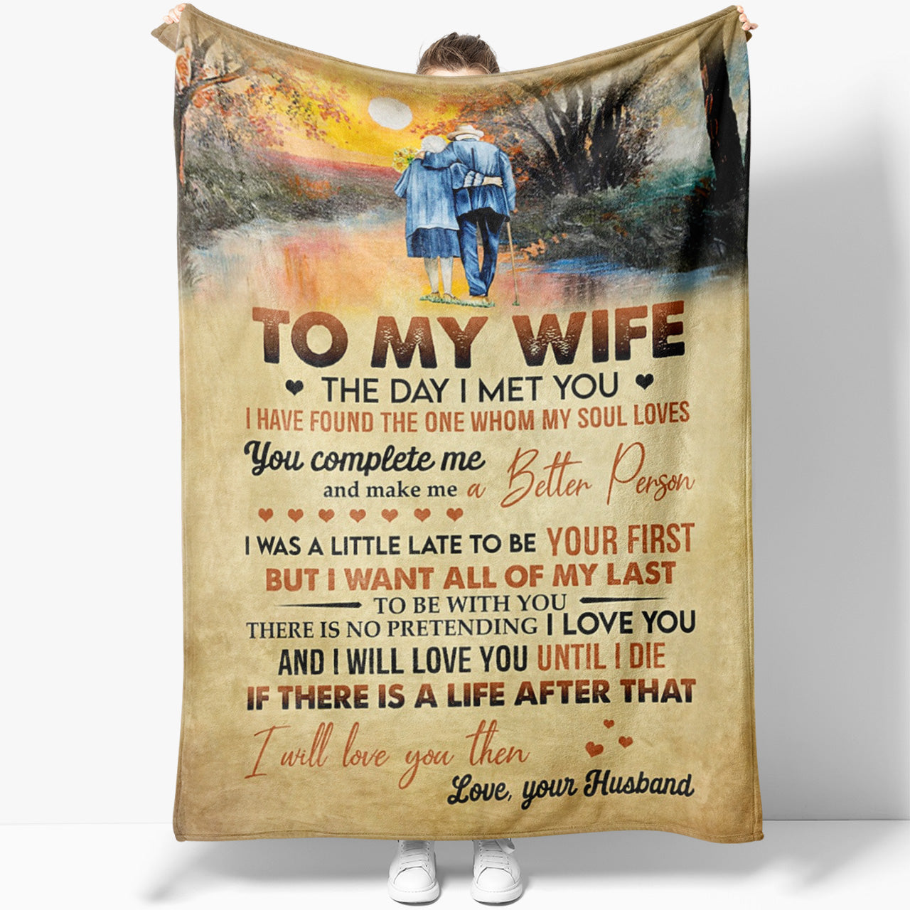 To My Wife Blanket for Old Woman, The Day I Met You, You Complete Me Blanket