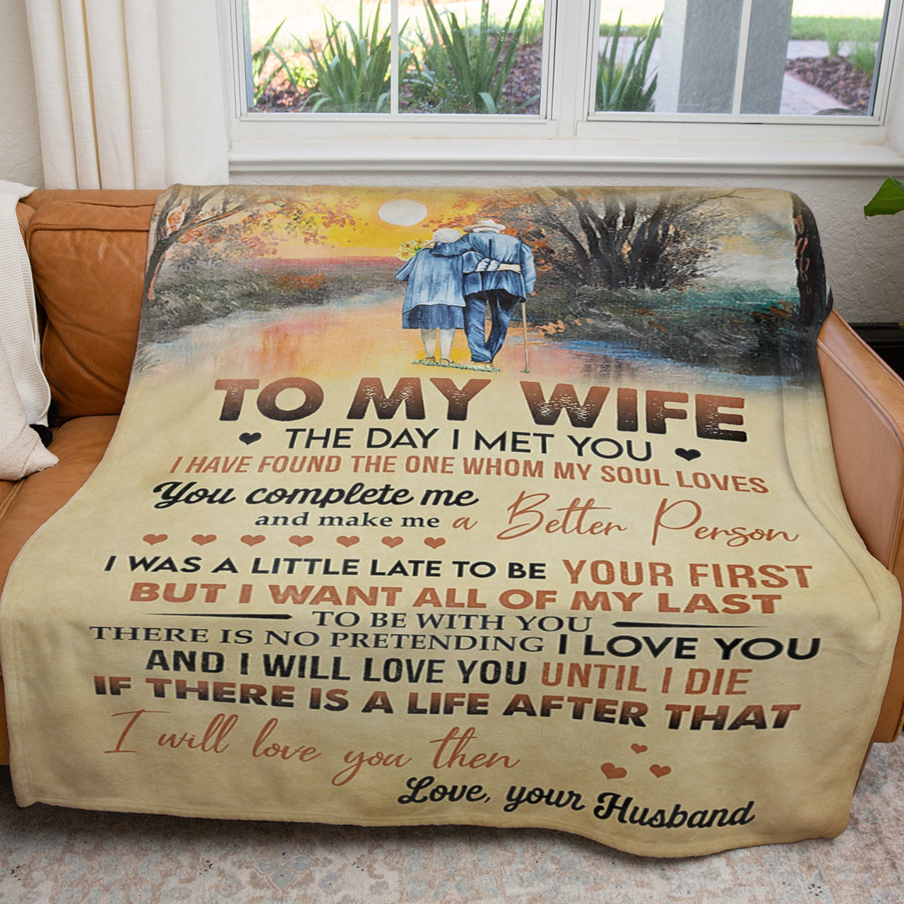 To My Wife Blanket for Old Woman, The Day I Met You, You Complete Me Blanket