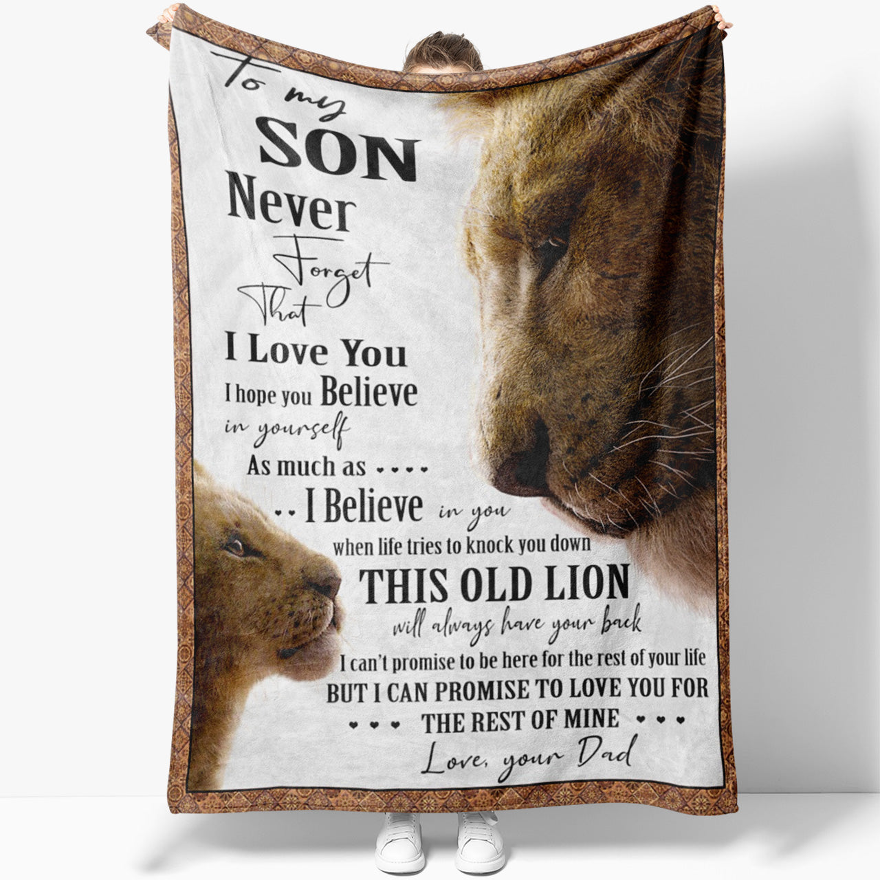 Lion Dad and Son Blanket, I Believe in You, When Life Tries to Knock You Down Blanket for Son