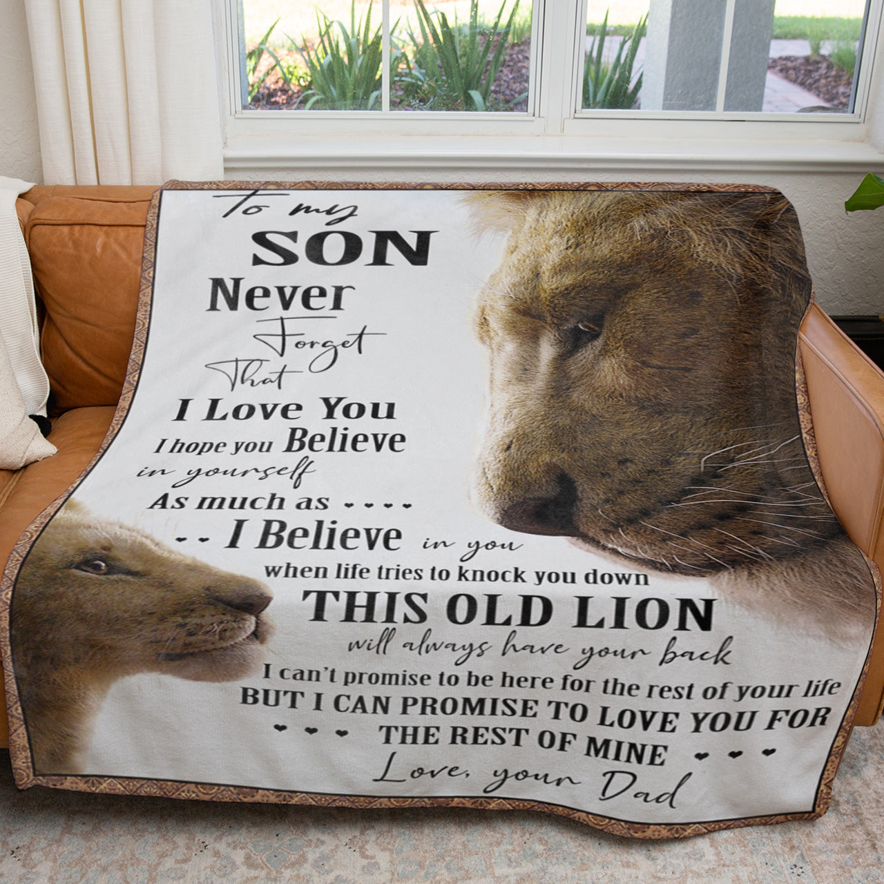 Lion Dad and Son Blanket, I Believe in You, When Life Tries to Knock You Down Blanket for Son