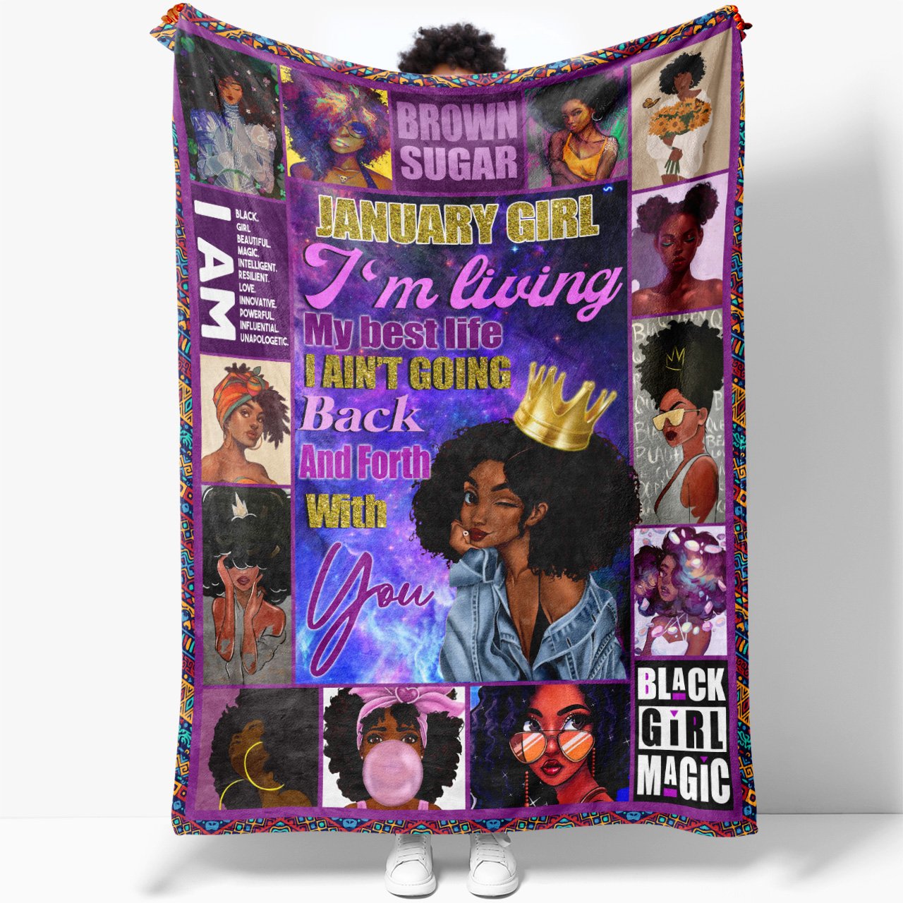 Blanket January Black Girl Birthday Gift, I'm Living My Best Life, I Ain't Going Back and Forth With You, Birthday Christmas Gift for Black Daughter