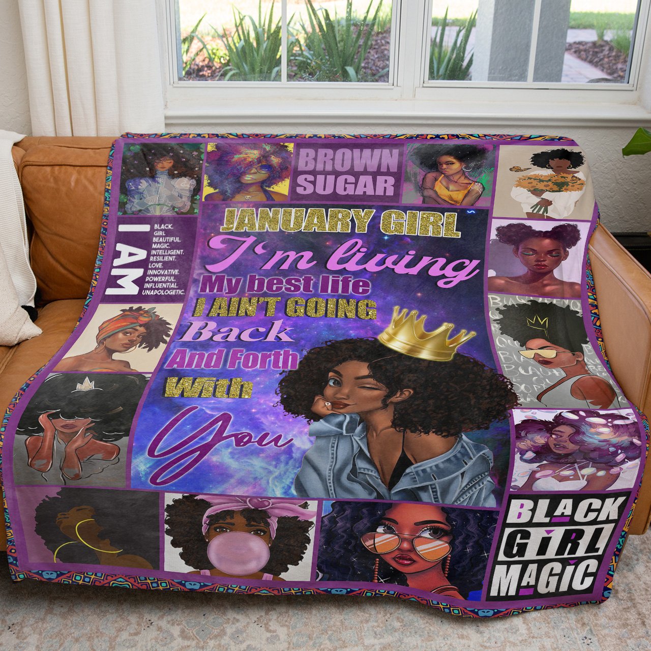 Blanket January Black Girl Birthday Gift, I'm Living My Best Life, I Ain't Going Back and Forth With You, Birthday Christmas Gift for Black Daughter