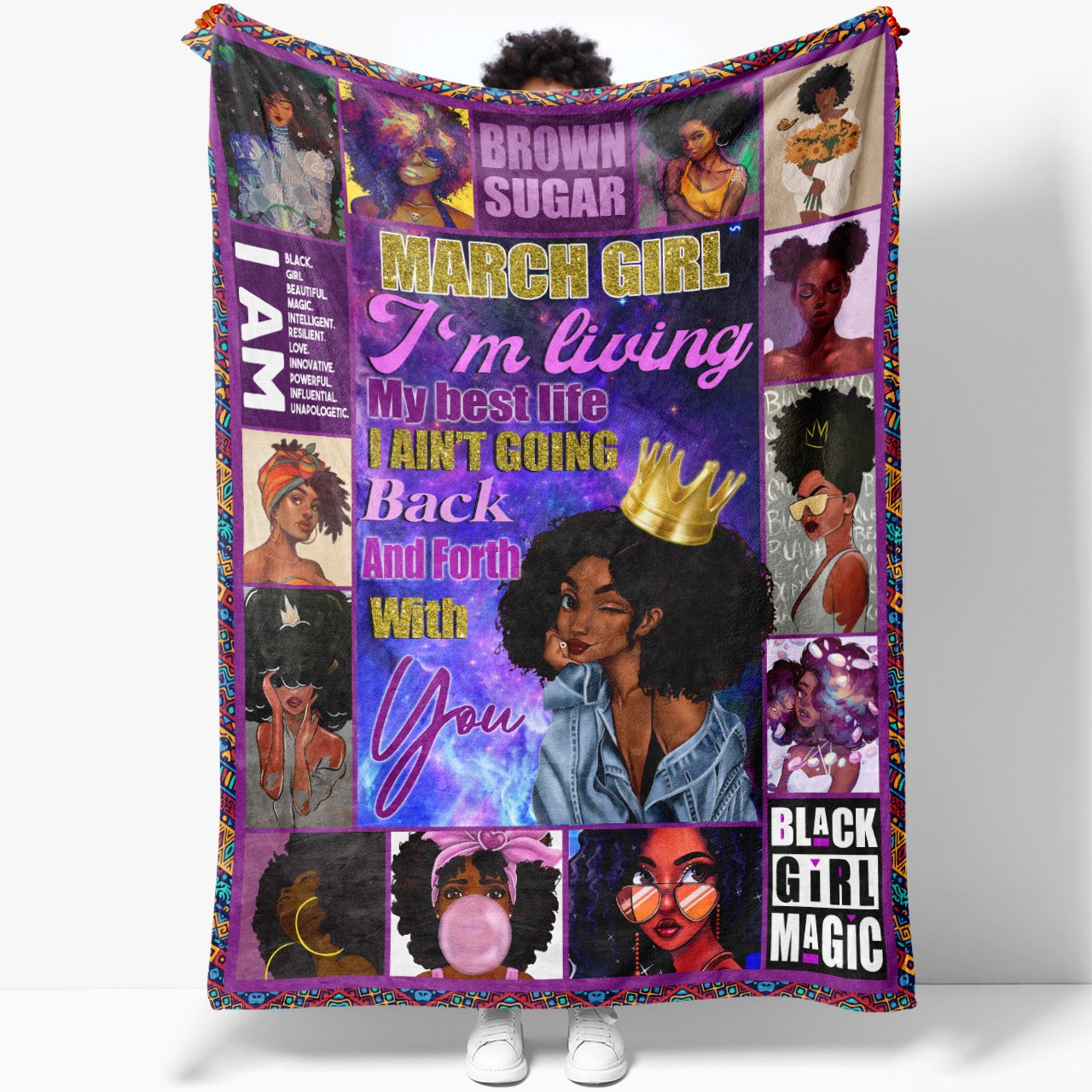 Blanket March Black Girl Birthday Gift, I'm Living My Best Life, I Ain't Going Back and Forth With You, Birthday Christmas Gift for Black Daughter