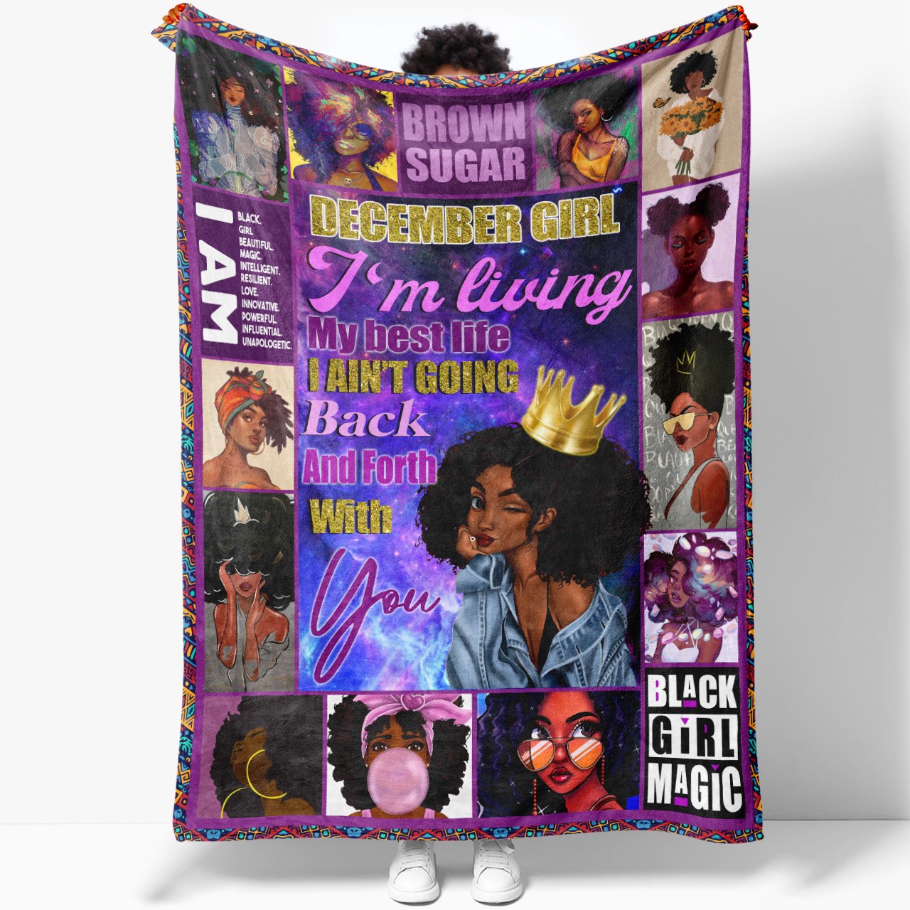 Blanket December Black Girl Birthday Gift, I'm Living My Best Life, I Ain't Going Back and Forth With You, Birthday Christmas Gift for Black Daughter