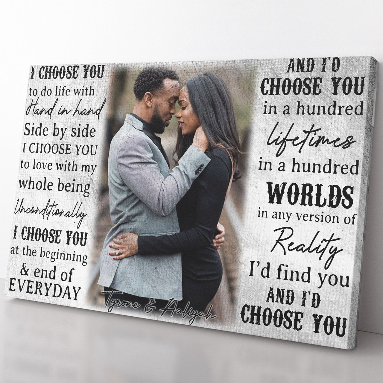 Personalized Black Couple Canvas, I Choose You To Do Life With Wall Decor Art, Black Afro King Black Afro Queen Art African Family Anniversary Gift