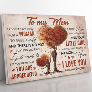Personalized Canvas Gift For Afro Mom, You Are Appreciated, No Matter How Far I Go Canvas from Daughter, Thoughtful Mother Birthday Gift Ideas