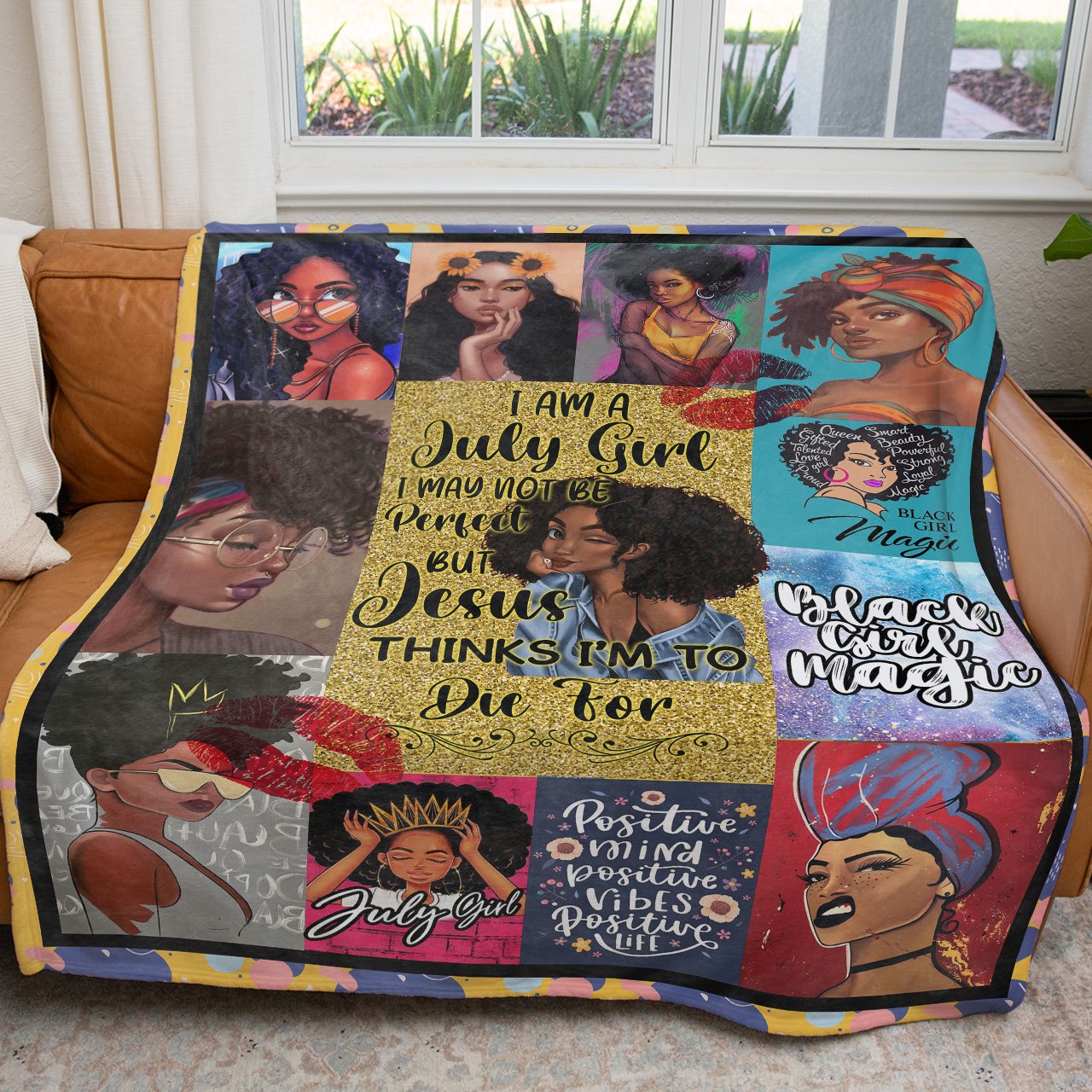 Blanket Birthday Gift Ideas For July Black Girl, Black Girl Magic, Not Be Perfect But Jesus Thinks I'm to Blanket for Black Daughter