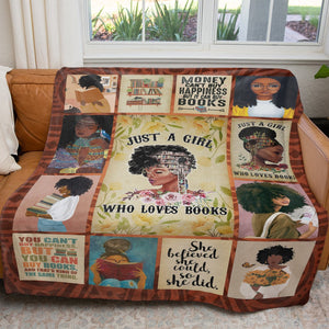 Blanket Gift Ideas For Black Girl Loves Books, Just a Girl Who Loves Books, Money Can Buy Books Blanket Gift for Daughter