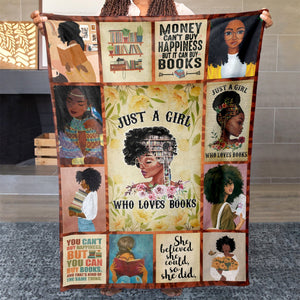 Blanket Gift Ideas For Black Girl Loves Books, Just a Girl Who Loves Books, Money Can Buy Books Blanket Gift for Daughter