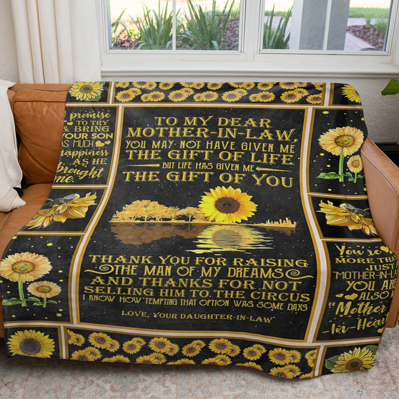 Sunflower Blanket Gift Ideas For Mother in Law, Life Has Given Me The Gift of You, My Mother in Heart Blanket