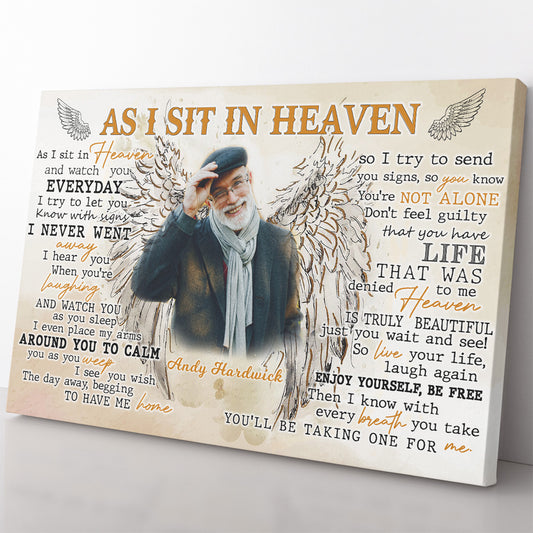 As I Sit in Heaven Canvas, Angel Wings, Poem In Loving Memory Canvas