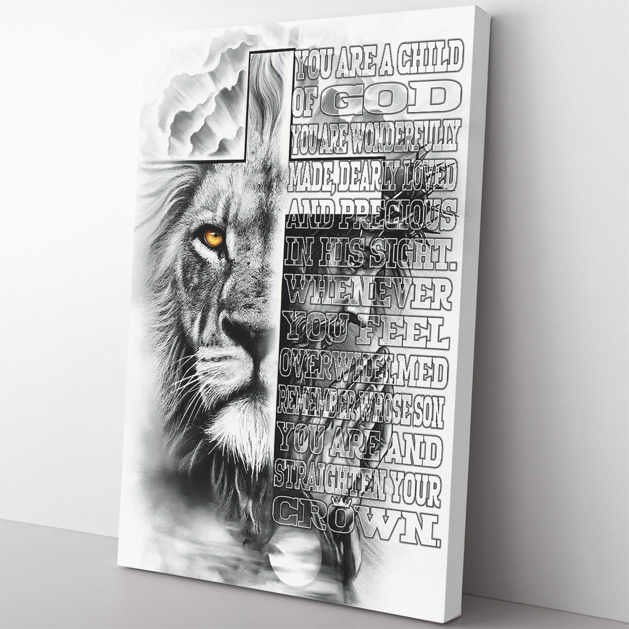 Christian Lion Canvas Gift for Son, You Are a Child of God, Whenever You Feel Overwhelmed Canvas