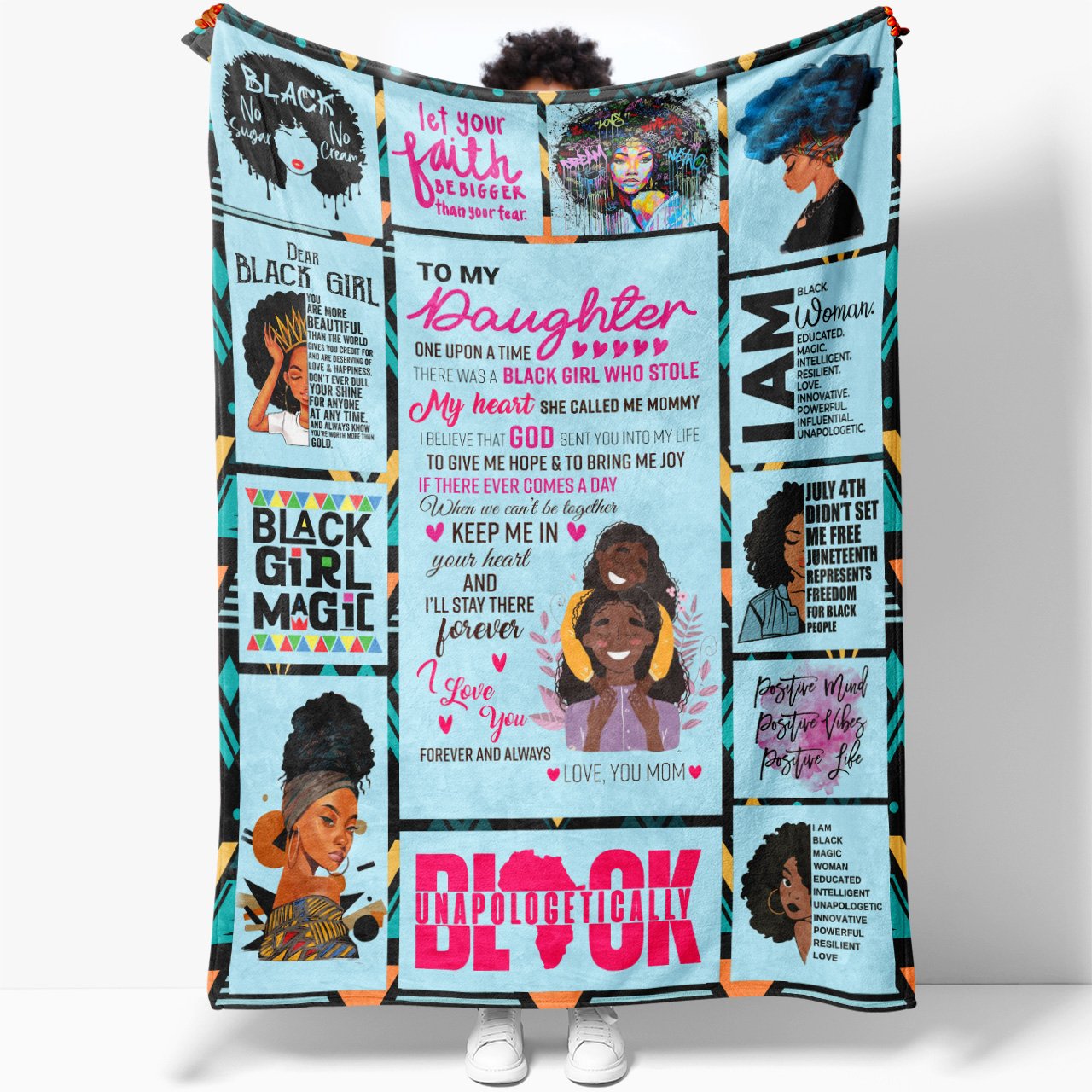 To My Black Daughter Blanket Gift, Motivational Blanket for Daughter, A Black Girl Who Stole My Heart Blanket, Unique Special Gift For Daughter