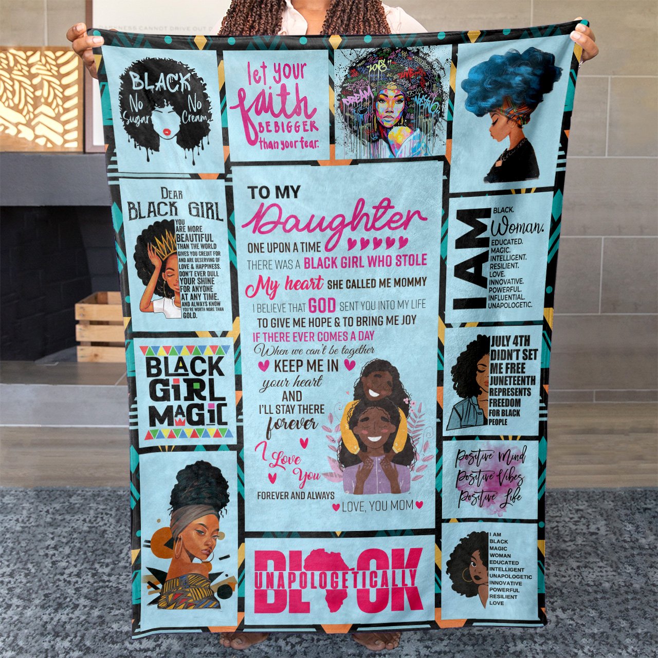 To My Black Daughter Blanket Gift, Motivational Blanket for Daughter, A Black Girl Who Stole My Heart Blanket, Unique Special Gift For Daughter