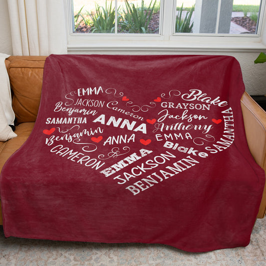 Close To Her Heart Personalized Blanket for Grandma, Custom Grandkids Name  Blanket