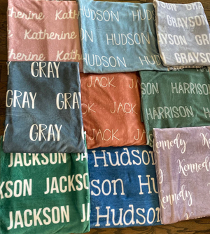Monogram Personalized Names Blanket, Custom Kids Grandkids Name Blanket